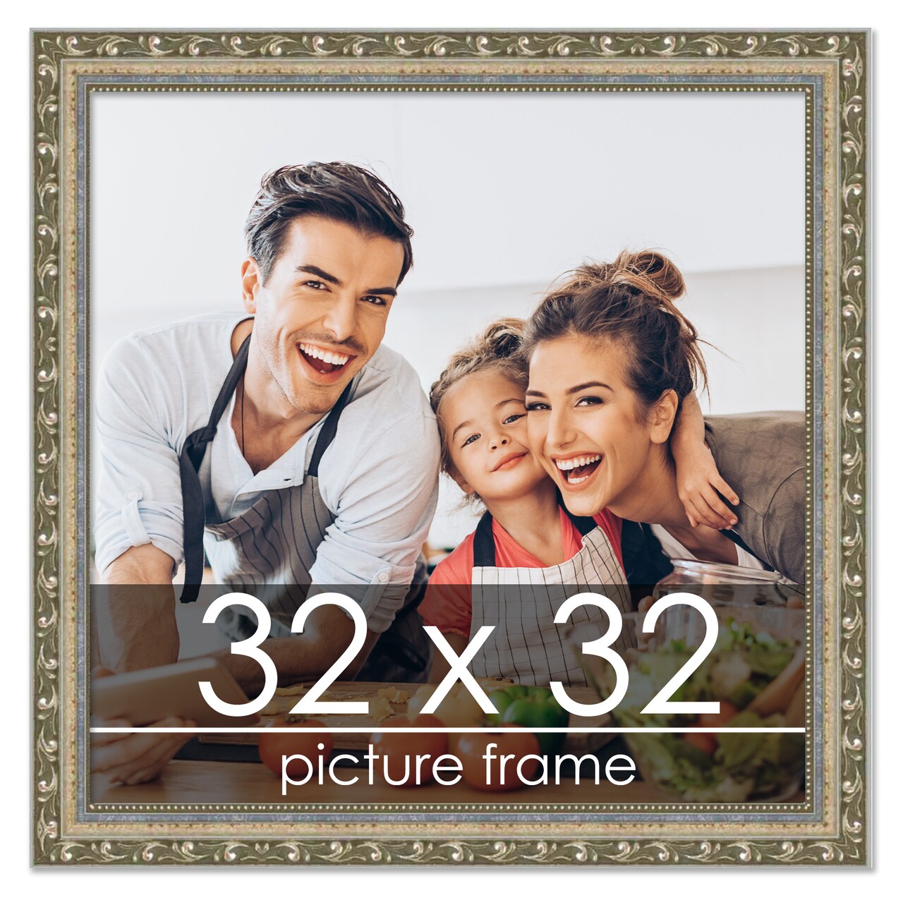 32x32 Museum-Quality Picture Frame with UV-Resistant Acrylic & Acid-Free Backing, Available in 4 Finishes - Gold, Silver, Bronze, and Black